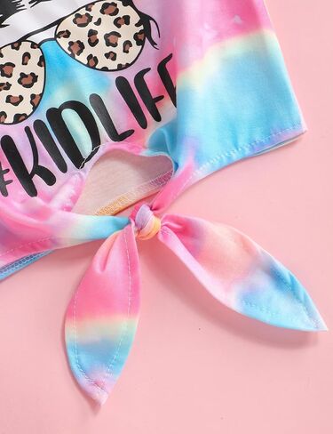 ملابس فتاة لطيف بلا أكمام تي شيرت الأعلى شرقية الخصر السراويل طفل فتاة وتتسابق 3PCS مجموعات الملابس in Kuwait