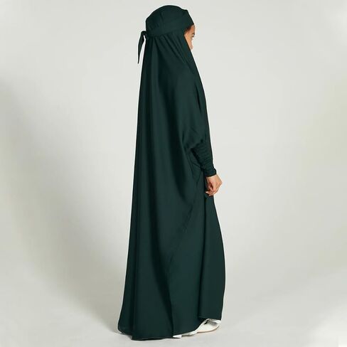 IDOPIP Muslim Dress for Girls One Piece Long Sleeve Islamic Prayer Dress with Hijab Casual Maxi Kaftan Abaya Gown Clothes in Saudi Arabia