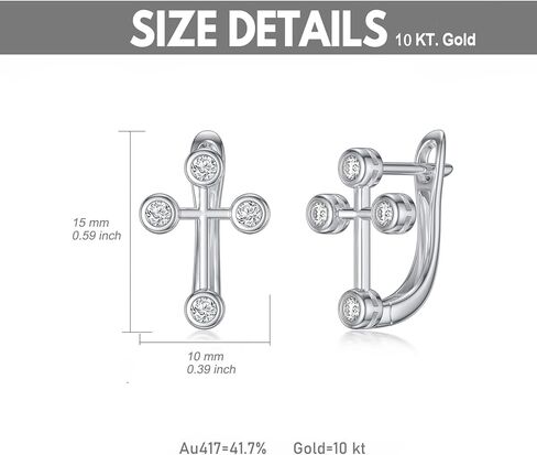 SISGEM White Gold Cross Hoop Earrings for Women Girls,10K Real Gold Cross Crucifix Huggie Earrings Faith Religious Jewelry Gifts for Birthday Christmas in Saudi Arabia