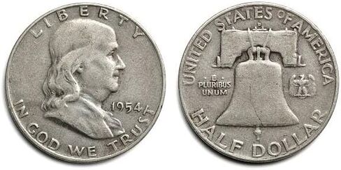 إطار عملة معدنية من الفضة الإسترليني مقابل 50 سنتًا ونصف دولار كينيدي - فرانكلين - حرية المشي in Kuwait