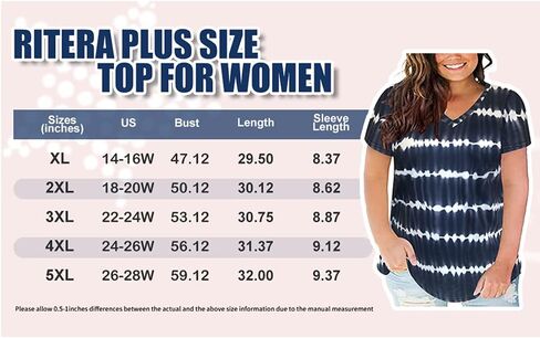 RITERA Women Plus Size Tops Tie Dye V Neck Shirt Floral Camo Summer Short Sleeve Tunic Oversized Ladies Blouse XL-5XL in Saudi Arabia