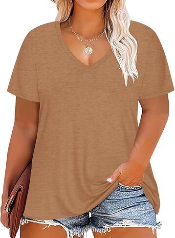 RITERA Women Plus Size Tops Tie Dye V Neck Shirt Floral Camo Summer Short Sleeve Tunic Oversized Ladies Blouse XL-5XL in Saudi Arabia