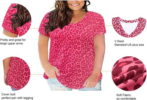 RITERA Women Plus Size Tops Tie Dye V Neck Shirt Floral Camo Summer Short Sleeve Tunic Oversized Ladies Blouse XL-5XL in Saudi Arabia