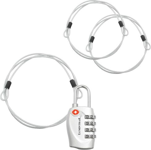 Lumintrail 4-Digit TSA Approved Lock, 1 Pack Bundle with Three 4ft Cables in Saudi Arabia