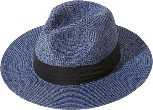 Womens UPF50 Foldable Summer Straw Hat Wide Brim Fedora Sun Beach hat in Kuwait