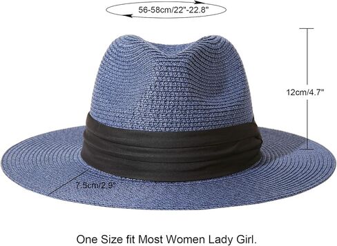 Womens UPF50 Foldable Summer Straw Hat Wide Brim Fedora Sun Beach hat in Kuwait