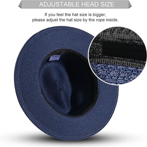 Womens UPF50 Foldable Summer Straw Hat Wide Brim Fedora Sun Beach hat in Kuwait