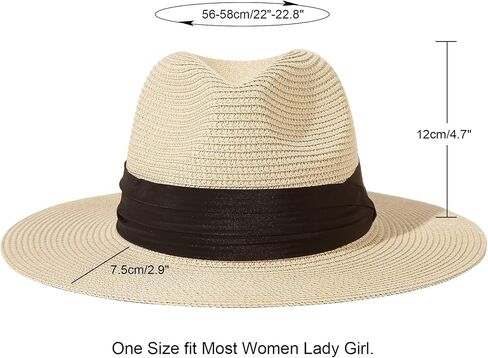 Womens UPF50 Foldable Summer Straw Hat Wide Brim Fedora Sun Beach hat in Kuwait