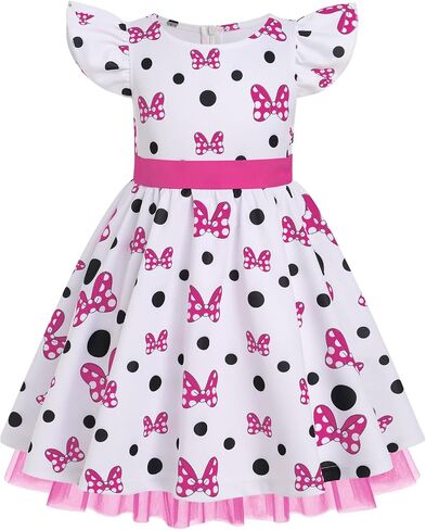 IMEKIS Toddler Baby Girl Mouse Birthday Dress Princess Ruffle Sleeve Polka Dots Cake Smash Halloween Costume Cosplay in Saudi Arabia