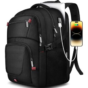Travel Backpack Women, Laptop Backpack, Carry On Backpack, Hiking Backpack, Waterproof Durable Business Backpack with USB Port, College Computer Bag Backpack for Women, Fits 17 Inch Laptop, Black