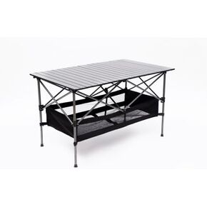 YISH W24172214 Folding Sturdy Aluminum Roll Storage Basket, Rectangular Portable Table with Easy Carrying Bag for Outdoor Camping Picnics Beach BBQ Fishing, Black