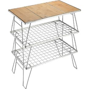 Campingmoon IGT Grill Table Stainless Steel w/Removable Center Compartment w/Storage Bag Triple-Tier CK-3-CP