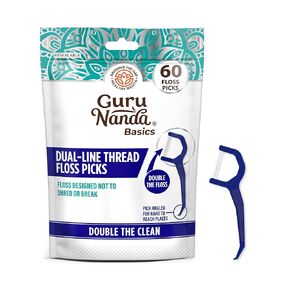 GuruNanda Dual Line Floss Picks (150 ct) - Double-Threaded Dyneema Floss with Angled Pick for Effective Plaque Removal - Dentist Recommended, Travel-Friendly Floss Picks for Adults & Kids - Unflavored