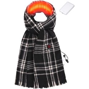Heated Scarf for Women Include Rechargeable Battery, with 3 Temperature Levels, Electric Heated Neck Winter Scarf for Cold Weather - Pink Tartan