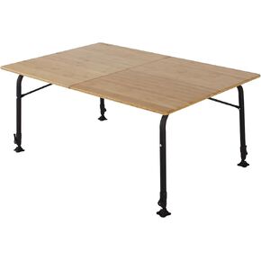 Bamboo Folding Camping Table with Adjustable Height Aluminum Legs Heavy Duty Portable for Camping, Picnic, Beach and BBQ