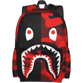 Vkaxopt Backpack Shark Teeth Camo Backpacks Travel Laptop Daypack Big Capacity Bookbag Fashion Durable for Men and Women