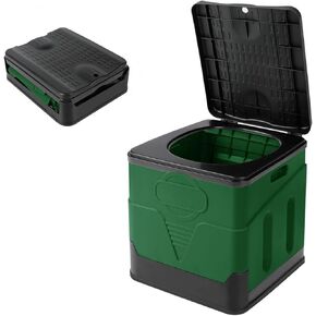 Adult Portable Toilet, Outdoor Camping Portable Toilet, Foldable Travel Toilet with Cover, Suitable for Hiking/Long-Distance Travel (Green)