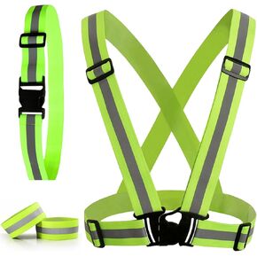 Running Vest for Women and Men Reflective Vest Reflective Running Equipment Include Gear,Belt and 2 Armbands Reflector Runner Vest for Biking or Walking at Night