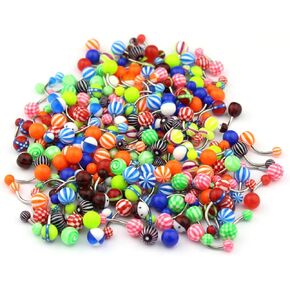 FORUBUS Colorful Tongue Rings Nipple Rings for Women Body Piercing Jewelry 14G 16mm Pierced Barbells Body Jewelry 50Pcs/30Pcs/20Pcs Pack
