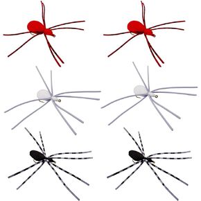 Foam Spider Fly Fishing Set – 6 Pc, Small & Leggy, Red, White, Black, Hook Size #16 - Topwater Dry Flies for Bass, Panfish, and Trout by Thor Outdoor