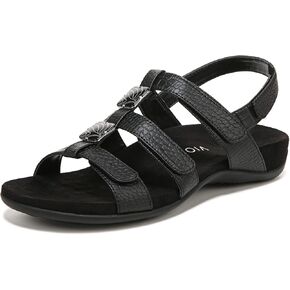 Vionic Amber - Women's Adjustable Slide Sandal Gold Metallic Linen - 10 Medium
