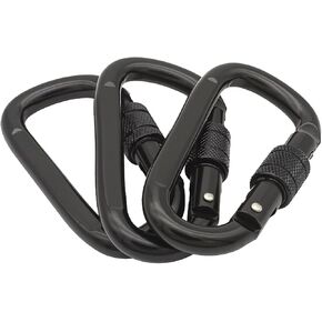 3PCS Screwgate Locking Carabiner, 23KN(5171lbs) Heavy Duty Caribeener Clips, Twist Lock, Large Steel Carabiner for Rock Climbing, Twist Lock Rappelling and Mountaineering, Ice Climbing, Camping Black