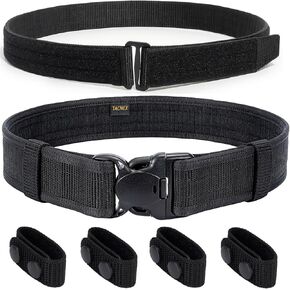 2" Police Duty Gun Belt w/ 4 Keepers Quick Release Inner Belt w/Metal Hook Clasp for Duty Carry Holsters Pouches