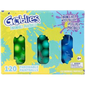 Goblies - Throwable Paintballs. Washable, Nontoxic, Plant-Based Toy for Outdoor Fun Games for Kids 6+. Pack of 3 (120 Count, Green/Teal/Blue)
