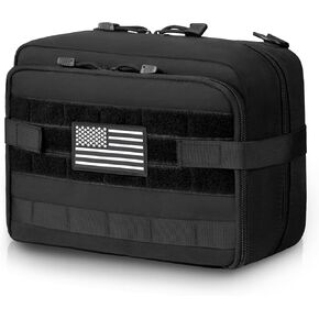 Jueachy Tactical Molle Pouch Large Admin Bag Utility Tool Pouches Molle Attachment EDC Pouches Expandable Molle Accessories Organizer Medical Pocket U.S.A Patch Included