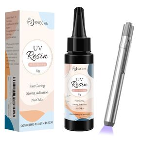 UV Resin Kit with Light, 50g UV Glue Kit for Bonding, UV Resin with UV Flashlight for Resin Jewelry Welding Kit, Quick-Dry UV Adhesive for Plastic & Mental Repair, Craft Decor