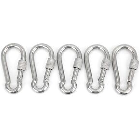 Alvinlite 60mm Locking Carabiner Clip, Heavy Duty Spring Snap Hook with Nut Lock Buckle for Camping