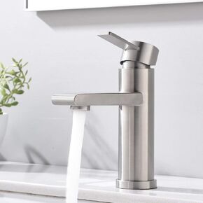 VCCUCINE Vessel Sink Faucet Brushed Nickel, Single Handle Single Hole Waterfall Rv Bathroom Faucet, Tall Lavatory Vanity Bowl Sink Faucet with Pop Up Drain and Two 3/8" Hoses