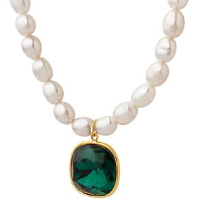 Aleasha Gold Rose Flower Freshwater Pearl Strand Dainty Pendant Small Pearl Necklace Stainless Steel Jewelry Gifts