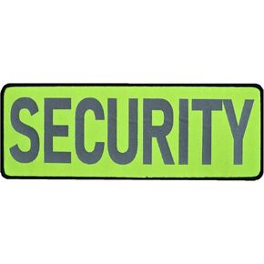 Security Hi-Vis neon Fluorescent Yellow Reflective Back Patch 11x4 Hook Backing Matches Bicycle Shirt Color
