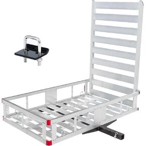 MaxxHaul 50945 50 inch x 29.5 inch Trailer Hitch Mount Aluminum Mobility Carrier with 47 inch Ramp and Hitch Tightener for RV Trucks SUV Vans Cars - 500 lb. Capacity