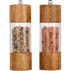 （Pack of 2）Salt and Pepper Grinder Set,Wooden Salt and Pepper Shakers,Adjustable Pepper Grinder and Salt Grinder for Coarse and Fine Grinding,Pepper Mill Grinder-8 Inches