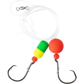 BLUEWING 3Pcs Pompano Rigs for Surf Fishing Pre-Rigged Fishing Rigs with Floats, High-Low High Carbon Steel Circle Hooks Saltwater Fishing Tackle