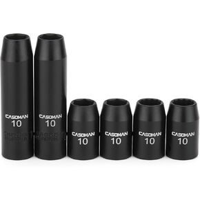 CASOMAN 10Piece Impact Socket Set, 1/4" & 3/8" Drive, Deep & Shallow, 10mm, Metric, Mirror Chrome Finish