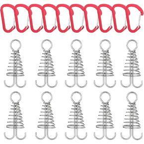 10PCS Deck Anchor Pegs Tent Nail Windproof Aluminium Alloy Octopus Tent Stakes with Spring Buckle Portable Wind Rope Anchor Camping Tent Nail