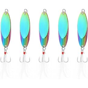 PATIKIL Fishing Spoons, Fishing Lures Casting Spoon Treble Hooks Jigs Hard Metal Spinner Bait for Freshwater Saltwater