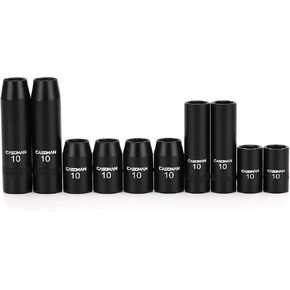 CASOMAN 10Piece Impact Socket Set, 1/4" & 3/8" Drive, Deep & Shallow, 10mm, Metric, Mirror Chrome Finish in Saudi Arabia