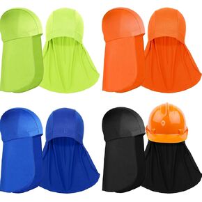 4 Pack Hard Hat liner with Sun Shade Skull Cap Liner Sweat Wicking Cap with Tail