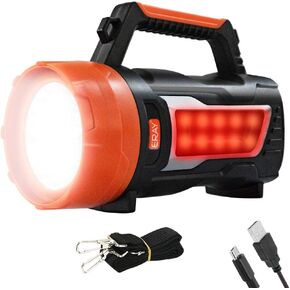 ErayLife Camping Lanterns Rechargeable Hand Crank Flashlight Cell Phone Charger, Camping Essentials, 6 Light Modes, IP64 Waterproof, Handheld LED Spotlight Flashlight for Camping Hiking Emergency