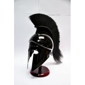 Vintage Armour Store Medieval Roman Spartan Greek Corinthian Helmet LARP SCA Role-Play Armor Helmet Greek Corinthian Helmet with Black Plume & Black Finish