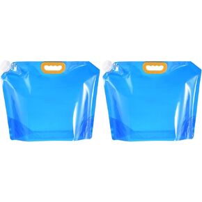 PATIKIL 1.3 Gallon Collapsible Water Container Bag, 2 Pack Plastic Storage Jug Folding Water Bag for Camping, Hiking, Emergency Water Storage, Clear