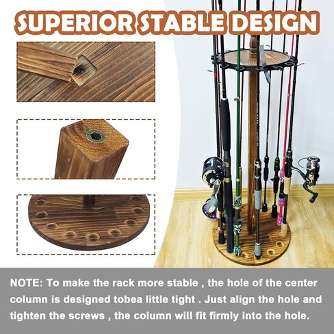 حاملات قضبان الصيد من Aventik للمرآب، حامل أرضي يحمل ما يصل إلى 15 و16 قضيبًا منظم تخزين معدات الصيد الخشبية، رف عمود الصيد (رف قضيب 15 ثانية) in Kuwait