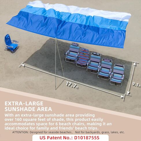 مظلة شاطئ محمولة تتسع لـ 6 أشخاص، يمكن ضبطها ذاتيًا مع تغير الرياح، خيمة شاطئ قابلة للطي، ملاجئ للشمس، تركيبات بسيطة وسريعة، مأوى للشاطئ في الهواء الطلق، تحارب رياح تبلغ سرعتها 20 ميلاً في الساعة. in Kuwait