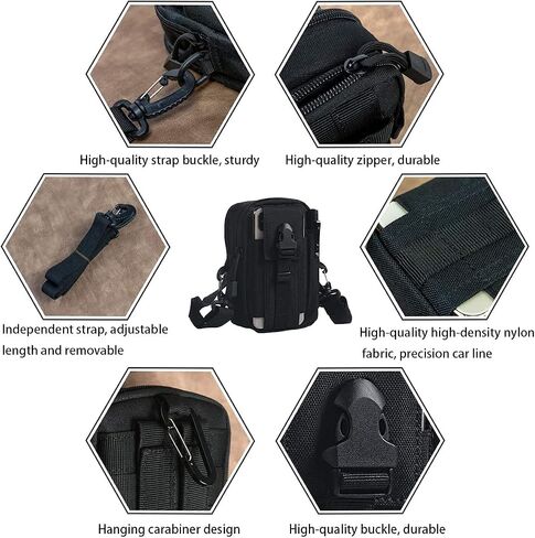 Tactical Waist Packs, Military Molle Compact Waist Bag, Multifunctional Fanny Pack Pouch for Camping Hiking Cycling Hunting Climbing Travel (Black) in Saudi Arabia