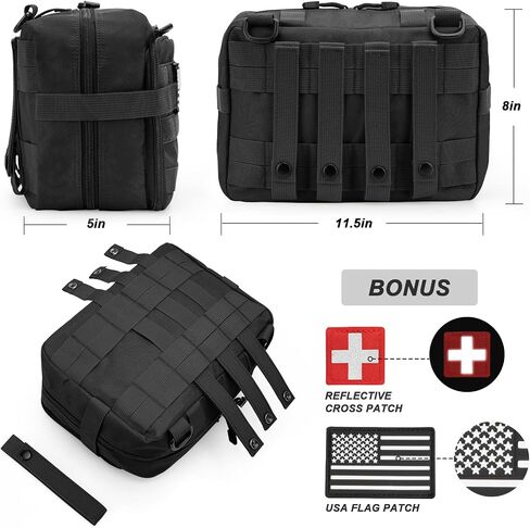Jueachy Tactical Molle Pouch Large Admin Bag Utility Tool Pouches Molle Attachment EDC Pouches Expandable Molle Accessories Organizer Medical Pocket U.S.A Patch Included in Saudi Arabia