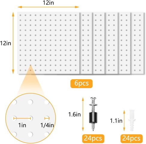 BELLO YON 4 قطع من Pegboard، لوحة Pegboard، ملحقات لوحات تنظيم الحائط Pegboard، مجموعات Pegboard للعرض، لوحة Pegboard معدنية للجدران ورشة عمل مكتب غرفة المرآب، سهلة التركيب (أبيض) in Kuwait